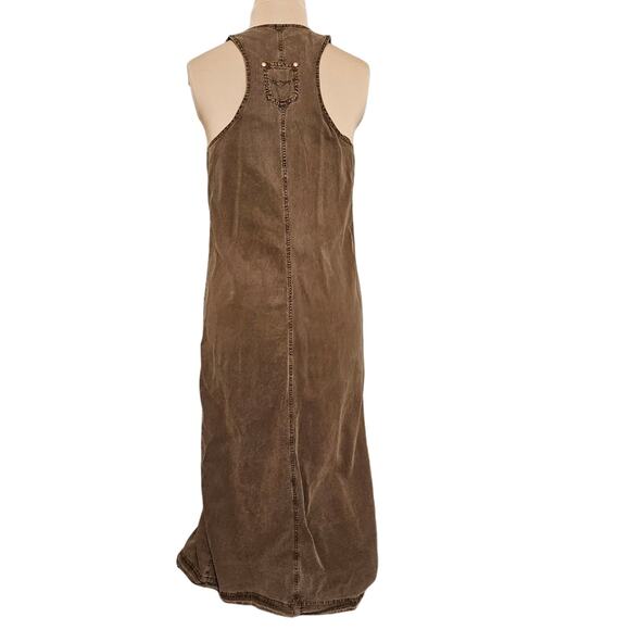 Democracy Racerback Sleeveless Full Zip Brown Cargo Maxi Dress Size 4 Casual - Picture 2 of 11